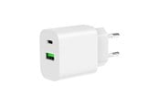 Mobil - Adaptere & Opladere - Gembird Universal GaN USB charger QC 3.0 & PD 20 W 2-port - White - TA-UC-PDQC20-01-W