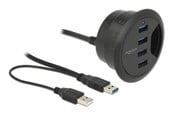 USB hub - DeLOCK In-Desk Hub USB hub - 4 ports - Sort - 62868