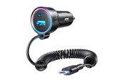 Mobil - Adaptere & Opladere - Joyroom Car charger  JR-CL07 3-in-1 1x USB + 1x PD 55W + Type-C cable (black) - JR-CL07