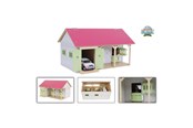 Trælegetøj - Kids Globe Horse Stable Pink with 2 Boxes and Storage 1:32 - 610245