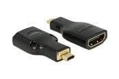 Skærmkabel - DeLOCK Adapter High Speed HDMI with Ethernet – HDMI Micro-D male > HDMI-A female 4K black - 65664