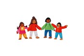 Dukke, bamse og udstyr - Goki Wooden Dollhouse Dolls Flexible Modern Family 4pcs. - 51495