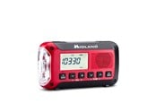 DAB, netværks- og clockradio - MIDLAND ER250 BT Emergency Bluetooth Radio - Solar - Dynamo - 130 Lumens Flashlight - 2600mAh Powerbank - AM/FM - Mono - Rød - C1587