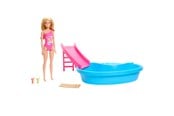 Dukker & Tilbehør - Barbie Doll And Pool Playset Blonde With Pool Slide Towel And Drink Accessories - HRJ74