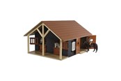 Trælegetøj - Kids Globe Horse Stable with 2 Boxes and Storage 1:24 - 610167