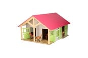 Trælegetøj - Kids Globe Horse stable Pink with 2 boxes and storage 1:24 - 610168