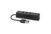 USB hub - Nedis USB-hub | 1x USB-A | 3x USB A Female | 5 port(s) USB hub - USB 2.0 - 3 ports - Sort - CCGB60250BK01