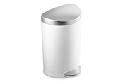 Affaldssortering - Simplehuman 10L halvrund pedalspand, hvidt stål - CW1867