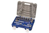 Håndværktøj  - VAERK Topnøglesæt 1/2" 33 dele 8-19mm ring-gaffelnøgler, 8-32mm 1/2" toppe, 1/2" skraldenøgle, 1/2" tillænger 125+250mm, 1/2" kardanled, 1/2"glidestykke - 129-33W-4