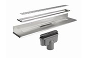 Afløb - Unidrain Komplet gulvafløb mod bagvæg 1000 mm, 10 mm ramme, Column rist, 75 mm lodret udløbsghus - 4012.1000