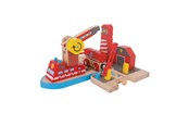 Trælegetøj - Bigjigs Wooden Rails - Fire Station - BJT261