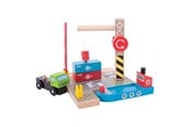 Trælegetøj - Bigjigs Wooden Rails - Container Shipyard - BJT254