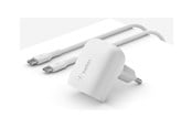 Mobil - Adaptere & Opladere - Belkin BoostCharge power adapter - 24 pin USB-C - 20 Watt - MFI Certified - with USB-C to USB-C cable - WCA006VF1MWH-B6