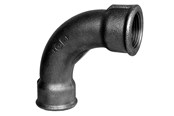 Gevindfittings - +GF+ lang bøjning 90° sort 1 1/2'' muffe-muffe - 770002108
