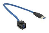 Netværkstilbehør - DeLOCK Keystone Module USB 5 Gbps type-A female 250° to type-A male 0.5m black - 86375