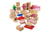 Trælegetøj - Bigjigs Wooden Doll Family with Furniture 26 pieces - BJ039