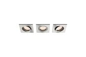 Lamper - Philips DONEGAL indbygningsspot, firkantet, 3-pak, børstet stål - 915005424731