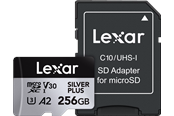 Hukommelseskort - Lexar Professional Silver Plus MicroSD/SD - 205MB/s - 256GB - LMSSIPL256G-BNANG