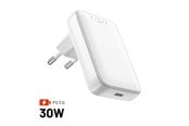 Mobil - Adaptere & Opladere - FIXED Slim GaN 90° Super Fast 1x USB-C charger 30W - White - FIXCG30S-C-WH