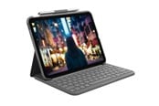 Tastatur - Logitech Slim Folio - keyboard and folio case - AZERTY - French - oxford grey Input Device - Tastatur & Folio sæt - Fransk - Grå - 920-011425
