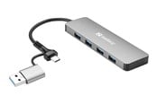 USB hub - Sandberg 4-Port USB Hub USB hub - USB 3.0 - 4 ports - Sølv - 136-63