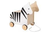 Børneværelse - Small Foot - Wooden Toy Box and Zebra Wildlife Pull Figure - 12425