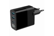 Mobil - Adaptere & Opladere - Gembird Universal GaN USB charger with LCD QC 3.0 & POD 30W 3-port - Black - TA-UC-PDQC30LCD-BK-02