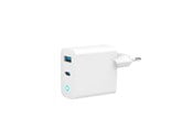 Mobil - Adaptere & Opladere - Gembird Universal GaN USB charger with LED QC 3.0 & PD 65W 2-port - White - TA-UC-PDQC65L-W-01