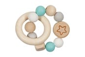 Babylegetøj - Goki Wooden Gripping Ring Star Light Blue - 65243
