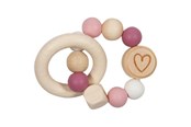 Babylegetøj - Goki Wooden Gripping Ring Heart Pink - 65244