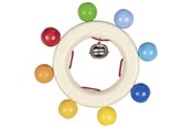 Babylegetøj - Goki Wooden Grab Ring with Rainbow Beads - 65321