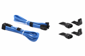 Strømkabel (intern) - DUTZO Sleeved PCI-E 12V-2x6 forlængerkabel pakke med 2 stk - Lås stift op & ned - Blå - DSC-PCEP30TPBLU