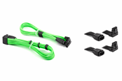 Strømkabel (intern) - DUTZO Sleeved PCI-E 12V-2x6 forlængerkabel pakke med 2 stk - Lås stift op & ned - Grøn - DSC-PCEP30TPGRN