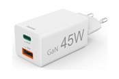 Mobil - Adaptere & Opladere - Hama Charger 1x USB-C 1x USB-A GaN 45W White - 00201993