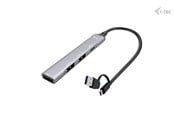 USB hub - I-Tec CAHUBMETALMINI4 USB-C/USB-A Metal HUB 1x USB-C + 3x USB-A 2.0 USB hub - 4 ports - Grå - CAHUBMETALMINI4