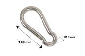 Sikkerhedsudstyr - Home>it fireman's snap hook Ø10 x 100 mm stainless steel 2 pcs. - 20469