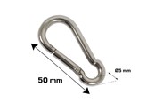 Beslag & hængsler  - Home>it fireman's carabiner Ø5 x 50 mm in stainless steel 2 pcs. - 20463