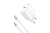 Mobil - Adaptere & Opladere - Joyroom JR-TCF24 USB-C PD 30W QC SFC network charger - white + 1m USB-C cable - 6956116724801