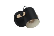 Lamper - EGLO Hornwood væglampe, sort/træ - 43046