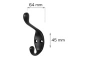 Beslag & hængsler  - Home>it HOME It® hattekrog 95 x 64 mm matsort - 5708614212516