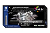 Skrive- og Tegneværktøjer - Staedtler BRUSH PEN SOFT/PIGMENT, ÆSKE 10 STK, VARM GRÅ LYS - 372-840