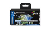 Skrive- og Tegneværktøjer - Staedtler BRUSH PEN PIGMENT BLÅ/GRØN 6stk/ass - 371 C6-8