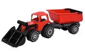 Udendørsleg - Plasto Traktor med frontlæsser og anhænger 56,5 cm. RØD - 1672000REB