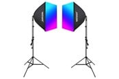 Foto & Videotilbehør - Neewer Kit NK800 - Two Softboxes RGB Bulbs 24W (2700-6500K) Tripods Barndoors - B0CF55TW5J