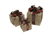 Boligindretning - NORDIC WINTER Christmas gifts w/lights - set of 3 pcs - red - 780-052