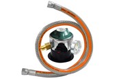 Grill og tilbehør - cozze Regulator w/manometer 30 BAR DK-NO-FI-IS 1.1M Steel flex hose Safety manometer for "leak" test. Easy 1/4" thread mounting. - 90800