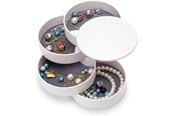 Anden personlig pleje - UNIQ Rotatable Round Jewelry Box with 4 Compartments – White - 6844