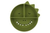 Babylegetøj - Trixie Baby - Silicone Plate with Compartments and Suction Cup - Mr. Dino - 96-439