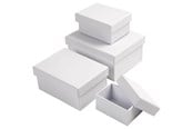 Kreativitet & Hobbyartikler - Creativ Company - Rectangular Boxes White with Lid 4 pcs. - 264050