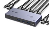 KVM-switch - UGREEN 8K HDMI KVM Switch 4 USB 3.0 Ports (3 USB-A + 1 USB-C) 2 HDMI Cables 2 USB Cables and Controller - 25961-UG